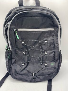 HP 15.6″ Active Backpack Black Mint Green Padded Straps Interiors Dividers Zip
